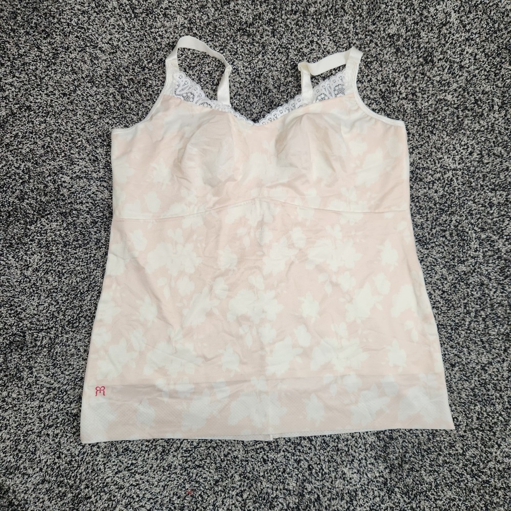 Ruby Ribbon Heritage Lace Camisole Tank Floral Pastel Blush White Slimming Sz 46